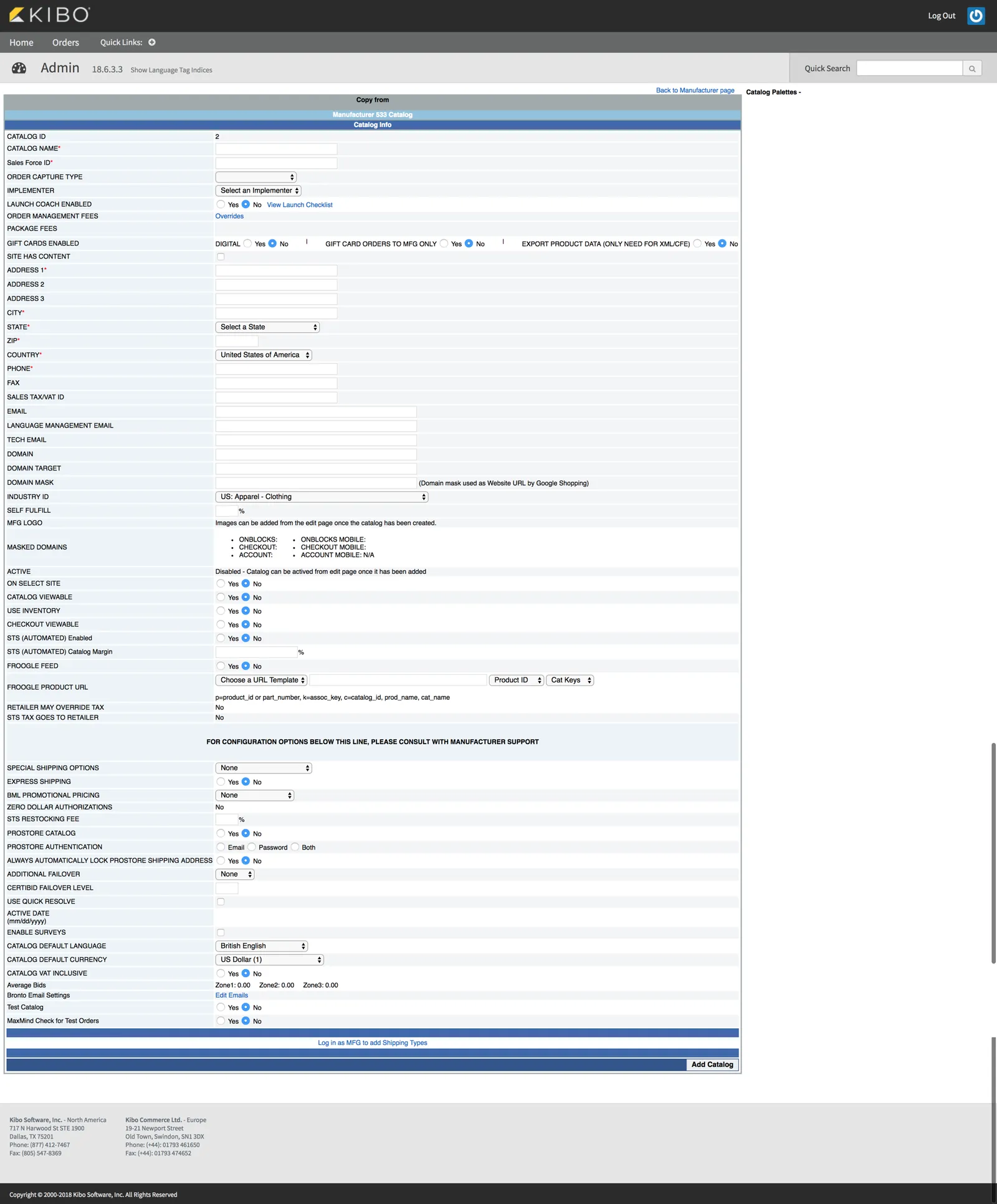 Legacy edit catalog interface