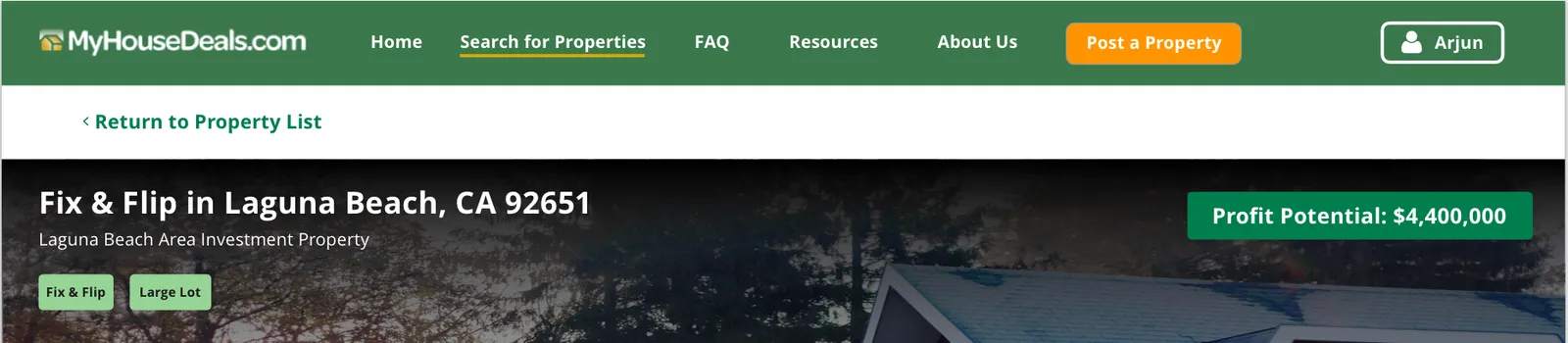 The original property listing page before the redesign